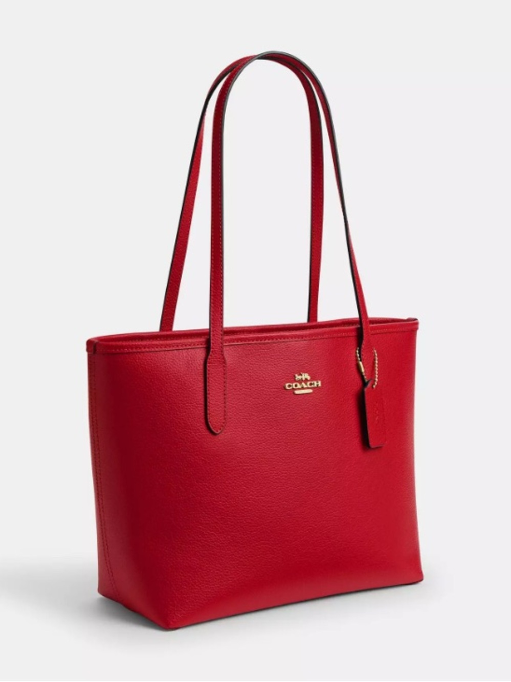 Coach Red Leather Medium City Tote Bag / PRICE FIRM - Picture 3 of 11